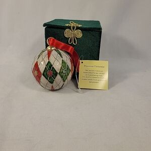 A Pier 1 Precious Cloisonne Handpainted Christmas Ornament.
